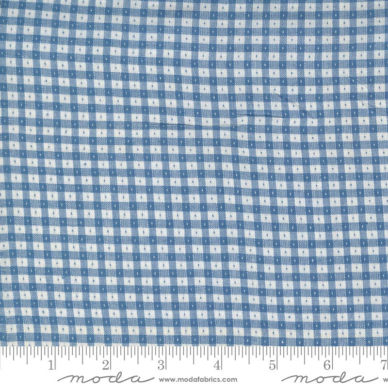 Moda Denim Daisies Blue Jeans Gingham 12222-18 Ruler Image