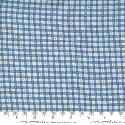 Moda Denim Daisies Blue Jeans Gingham 12222-18 Ruler Image