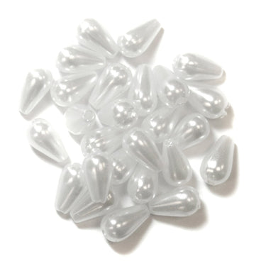 Pearl Bead Drops: 6 x 9mm: White: 20 quantity