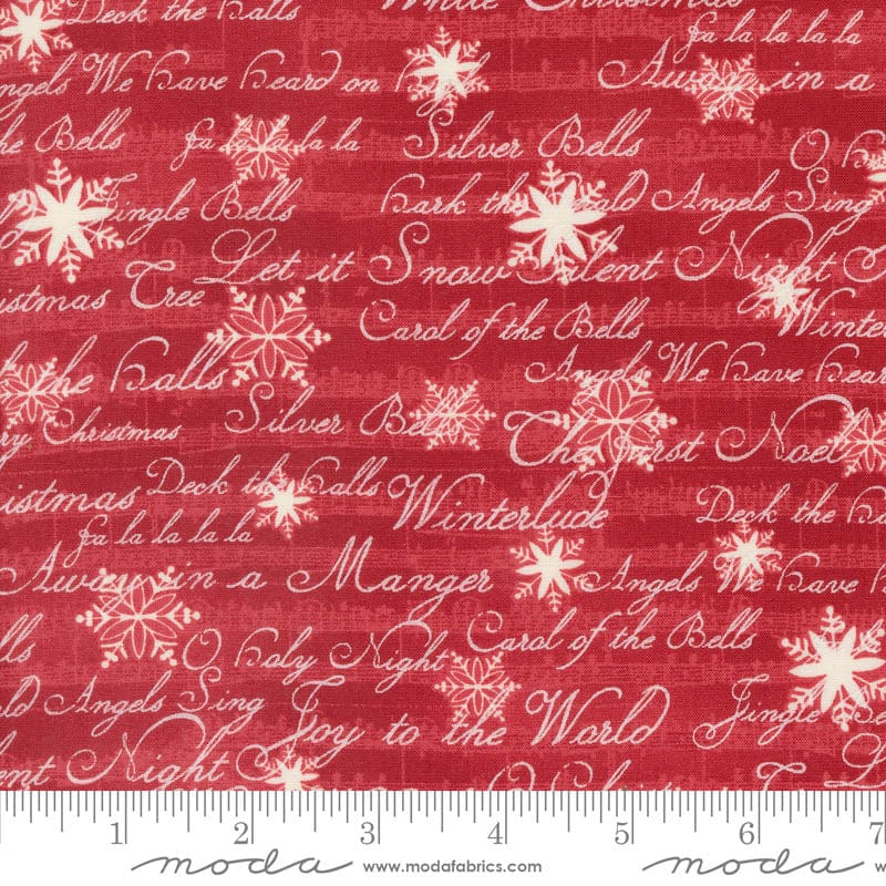 Moda A Christmas Carol Text And Words Crimson 44354-13 Ruler Image