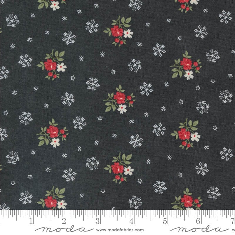 Moda A Christmas Carol Floral Flurries Ebony 44355-16 Ruler Image