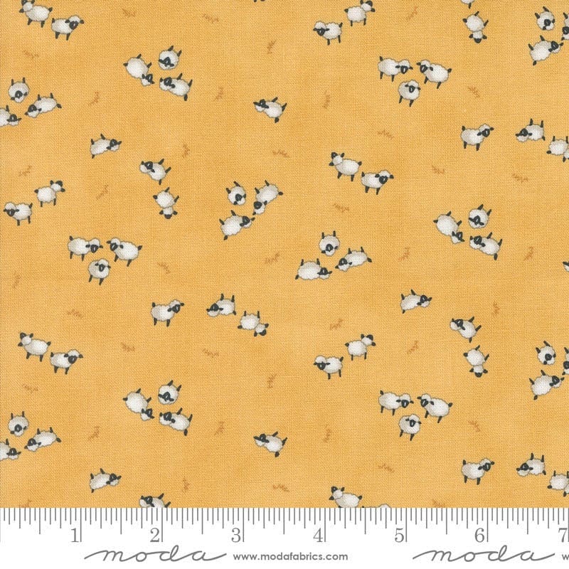 Moda Willows Farm Sheeps In The Pasture Goldenrod 56105-15 Ruler Image