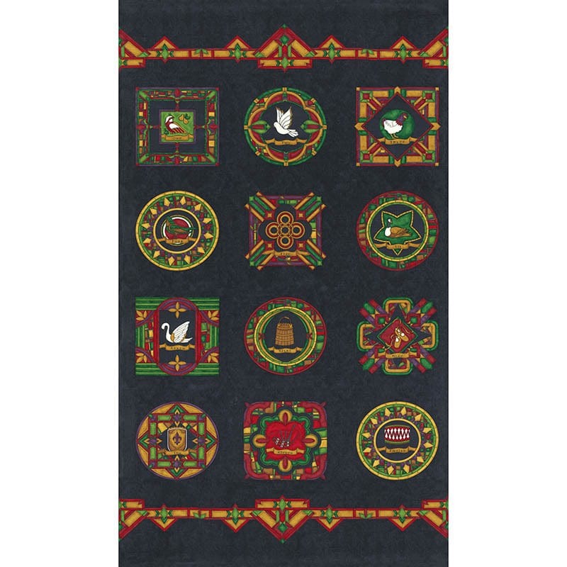 Moda Twelve Days Fabric Panel Onyx 6955-19 Ruler Image