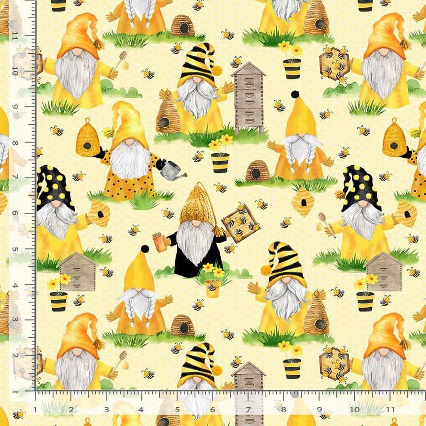 Timeless Treasures Fabric Gnome Beekeepers CD1849