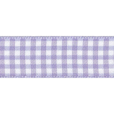 Gingham Ribbon: Orchid Purple: 15mm wide. Price per metre.