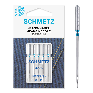 Schmetz Sewing Machine Needles: Jeans Size 90/14. Pack of 5 needles.