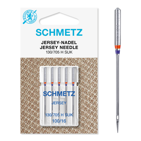Schmetz Sewing Machine Needles: Jersey Ball Point Size 70/16. Pack of 5 needles.