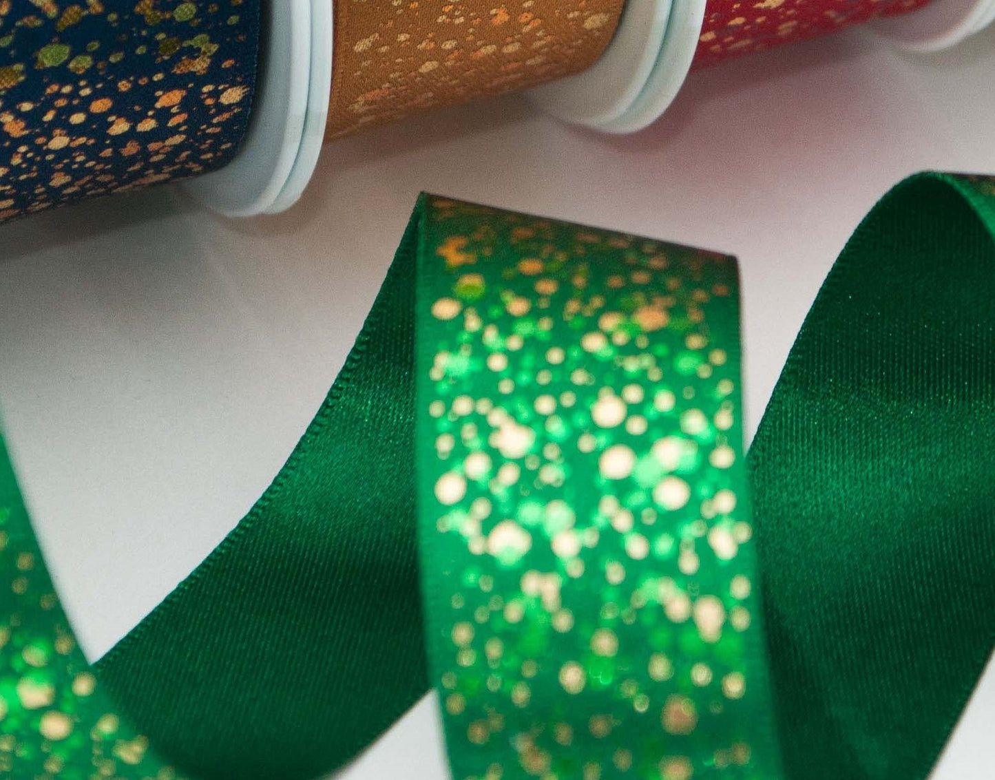 Sparkler Ribbon Hunter Green With Gold Metallic 15mm Wide