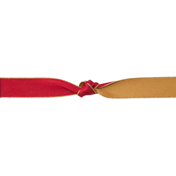 Majesty Ribbon: Scarlet Gold With Metallic Edge: 25mm wide. Price per metre.
