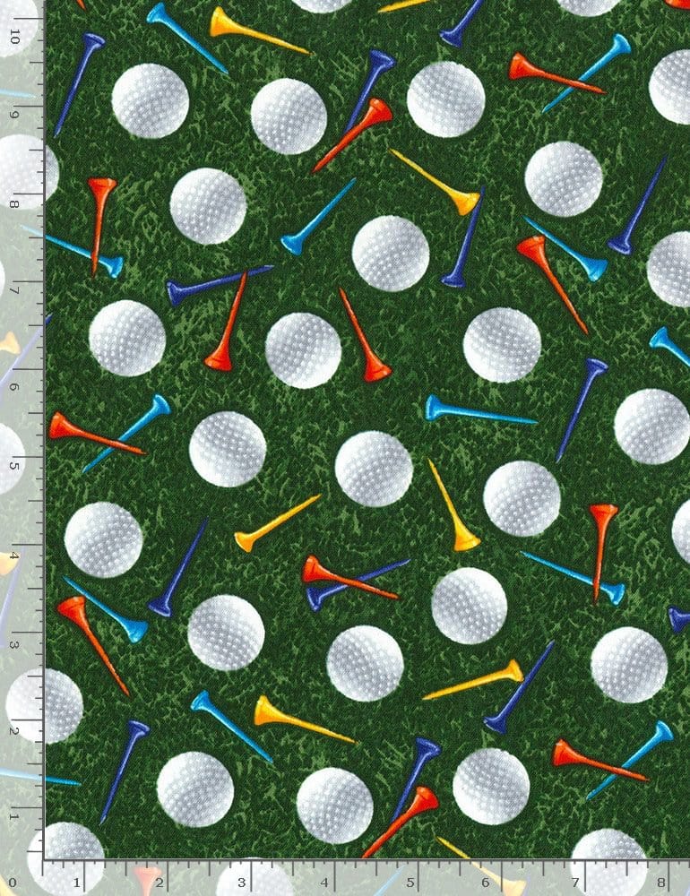 Timeless Treasures Fabric Golf Balls And Golf Tees C8030 Original
