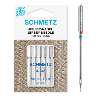Schmetz Sewing Machine Needles: Jersey Ball Point Size 90/14. Pack of 5 needles.