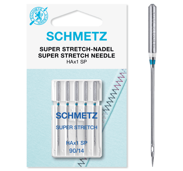 Schmetz Sewing Machine Needles: Super Stretch Size 90/14. Pack of 5 needles.