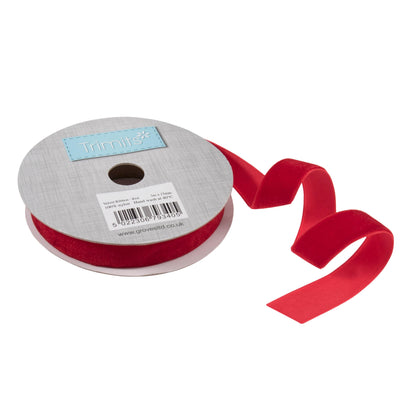 Velvet Ribbon Reel: 5m x 15mm: Red