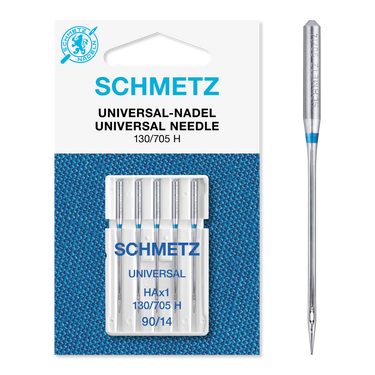 Schmetz Sewing Machine Needles: Universal Size 90/14. Pack of 5 needles