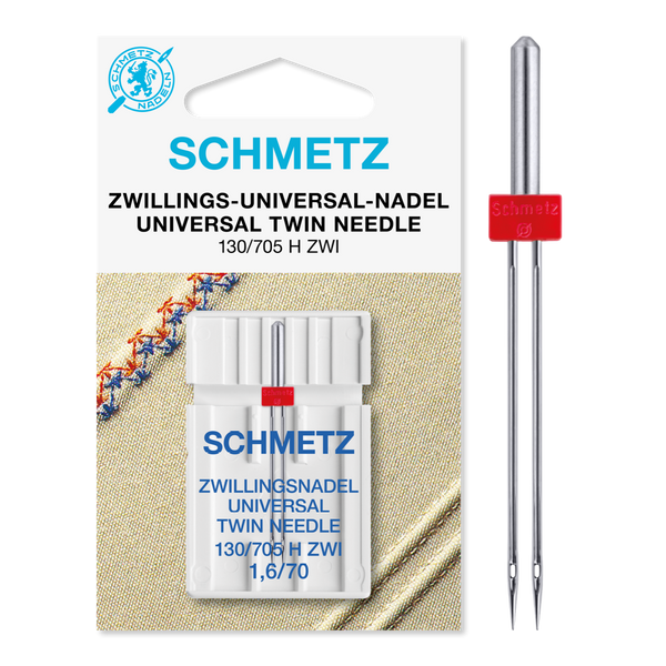 Schmetz Sewing Machine Needle: Universal Twin: Size 1.6mm / 70 (10)