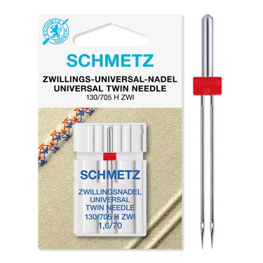 Schmetz Sewing Machine Needle: Universal Twin: Size 1.6mm / 70 (10)