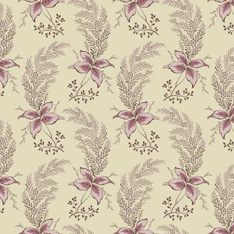 Andover Fabric Makower English Garden Orchid Sugar And Cream 2-793-LE