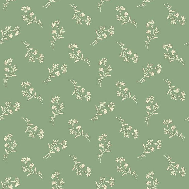 Andover Fabric Makower Sewing Basket Petunia Jade 2-949-G  - The Sewing Studio