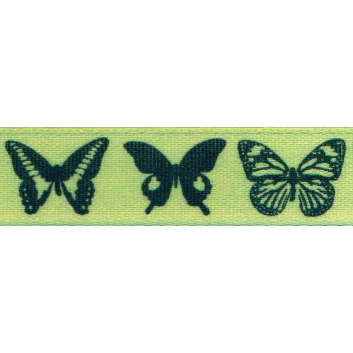 Berisfords Ribbon Butterfly Ribbon: 15mm: Green. Price per metre.  - The Sewing Studio