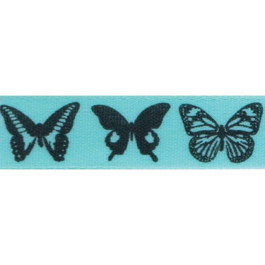 Berisfords Ribbon Butterfly Ribbon: Turquoise: 15mm wide. Price per metre.  - The Sewing Studio for sale UK - The Sewing Studio