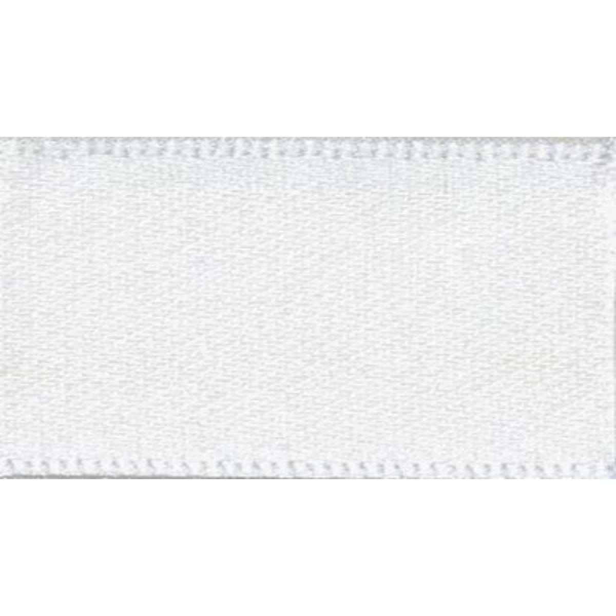 Berisfords Ribbon Double Faced Satin Ribbon: White: 10mm wide. Price per metre.  - The Sewing Studio