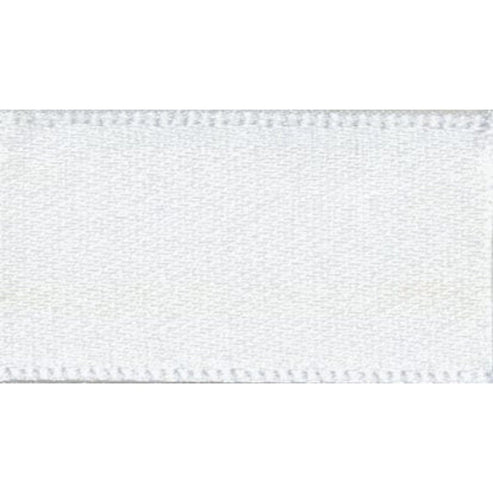 Berisfords Ribbon Double Faced Satin Ribbon: White: 10mm wide. Price per metre.  - The Sewing Studio