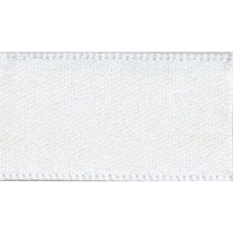 Berisfords Ribbon Double Faced Satin Ribbon: White: 10mm wide. Price per metre.  - The Sewing Studio