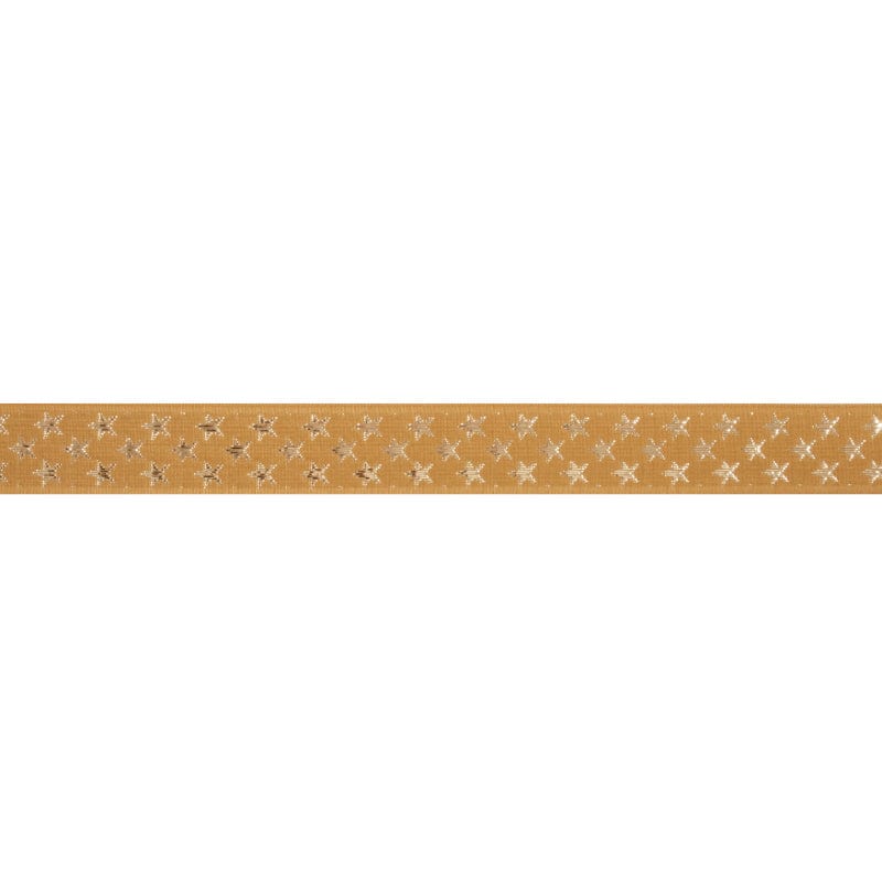 Berisfords Ribbon Galaxy Stars Ribbon Gold With Gold Metallic 25mm Wide  - The Sewing Studio