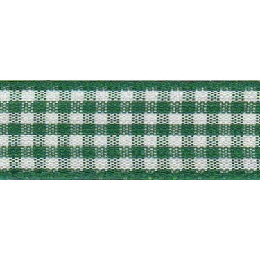 Berisfords Ribbon Gingham Ribbon: 10mm: Hunter Green. Price per metre.  - The Sewing Studio for sale UK - The Sewing Studio