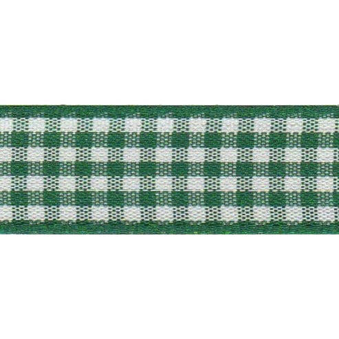 Berisfords Ribbon Gingham Ribbon: 10mm: Hunter Green. Price per metre.  - The Sewing Studio