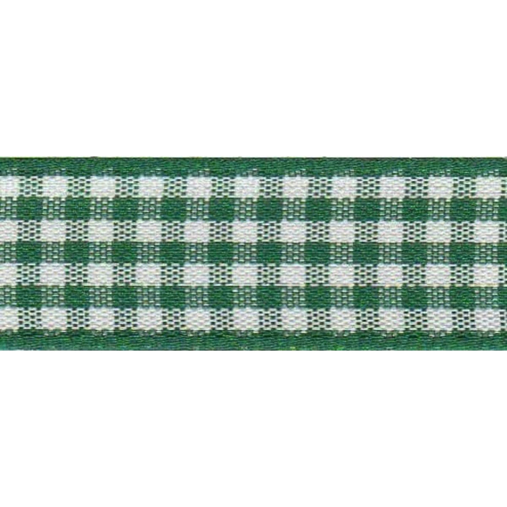 Berisfords Ribbon Gingham Ribbon: 10mm: Hunter Green. Price per metre.  - The Sewing Studio