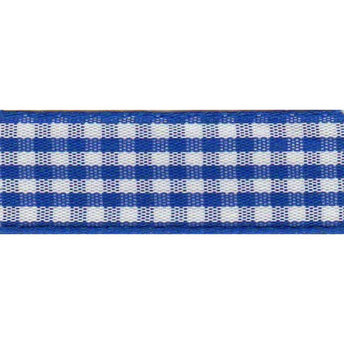 Berisfords Ribbon Gingham Ribbon: 15mm: Royal. Price per metre.  - The Sewing Studio