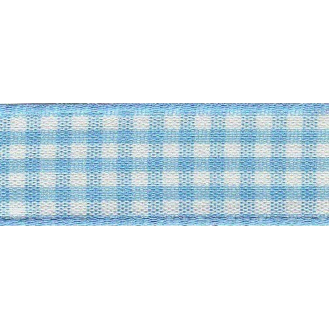 Berisfords Ribbon Gingham Ribbon: 15mm: Sky. Price per metre  - The Sewing Studio