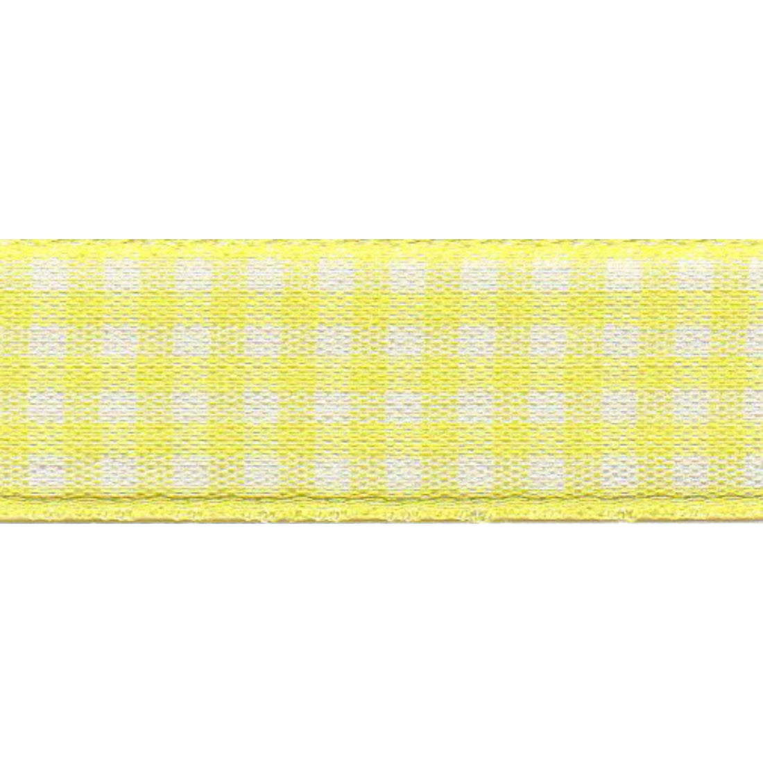 Berisfords Ribbon Gingham Ribbon: Lemon Yellow. 10mm wide. Price per metre.  - The Sewing Studio