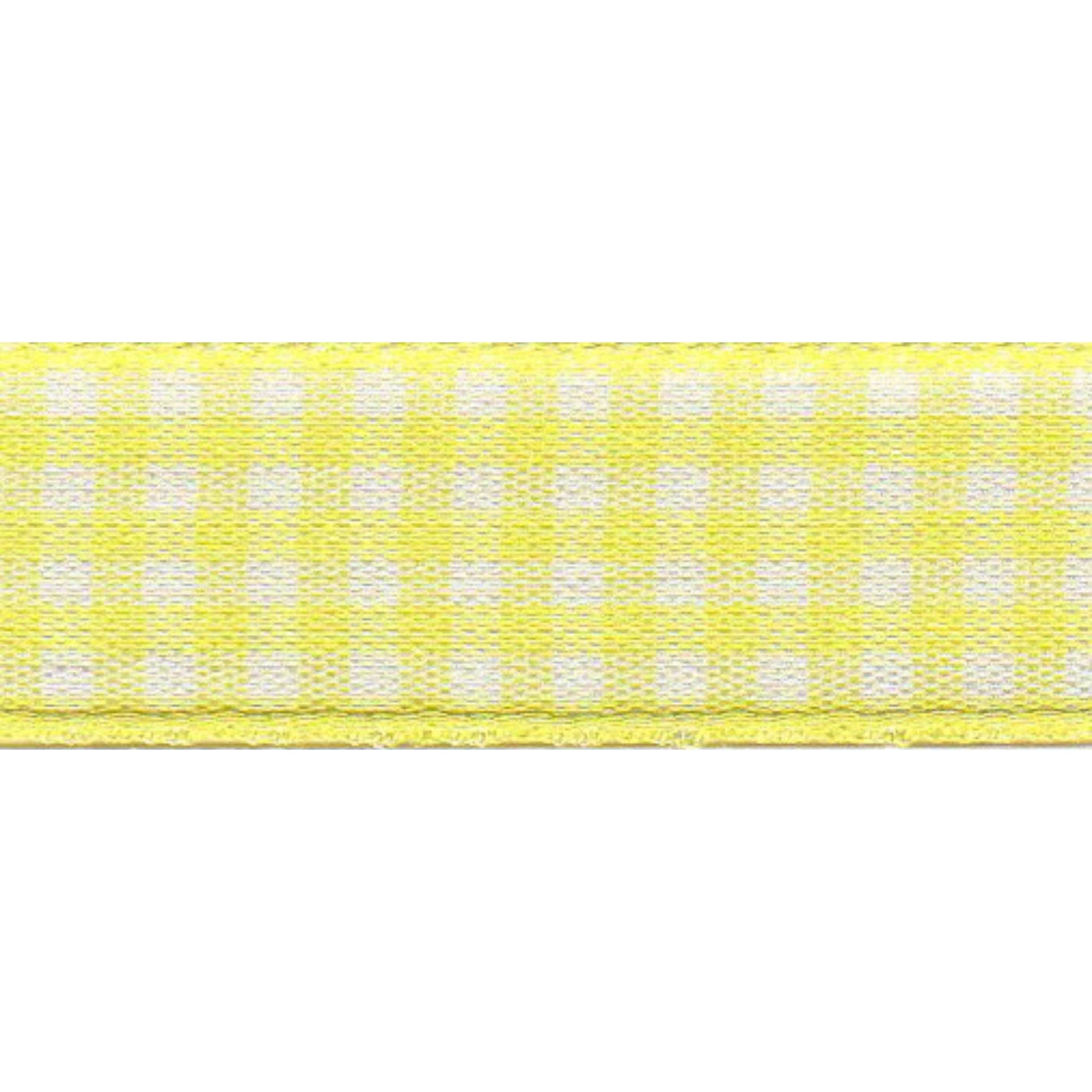 Berisfords Ribbon Gingham Ribbon: Lemon Yellow. 10mm wide. Price per metre.  - The Sewing Studio