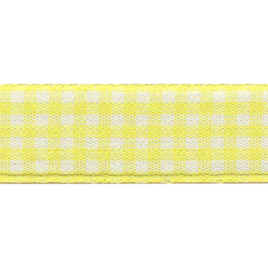 Berisfords Ribbon Gingham Ribbon: Lemon Yellow. 10mm wide. Price per metre.  - The Sewing Studio for sale UK - The Sewing Studio