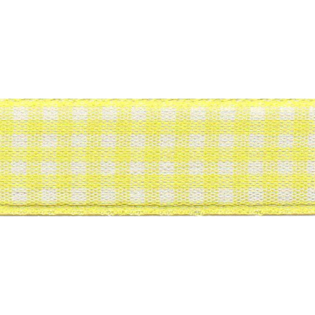 Berisfords Ribbon Gingham Ribbon: Lemon Yellow: 15mm wide. Price per metre.  - The Sewing Studio