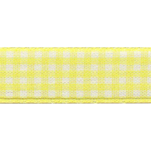 Berisfords Ribbon Gingham Ribbon: Lemon Yellow: 15mm wide. Price per metre.  - The Sewing Studio