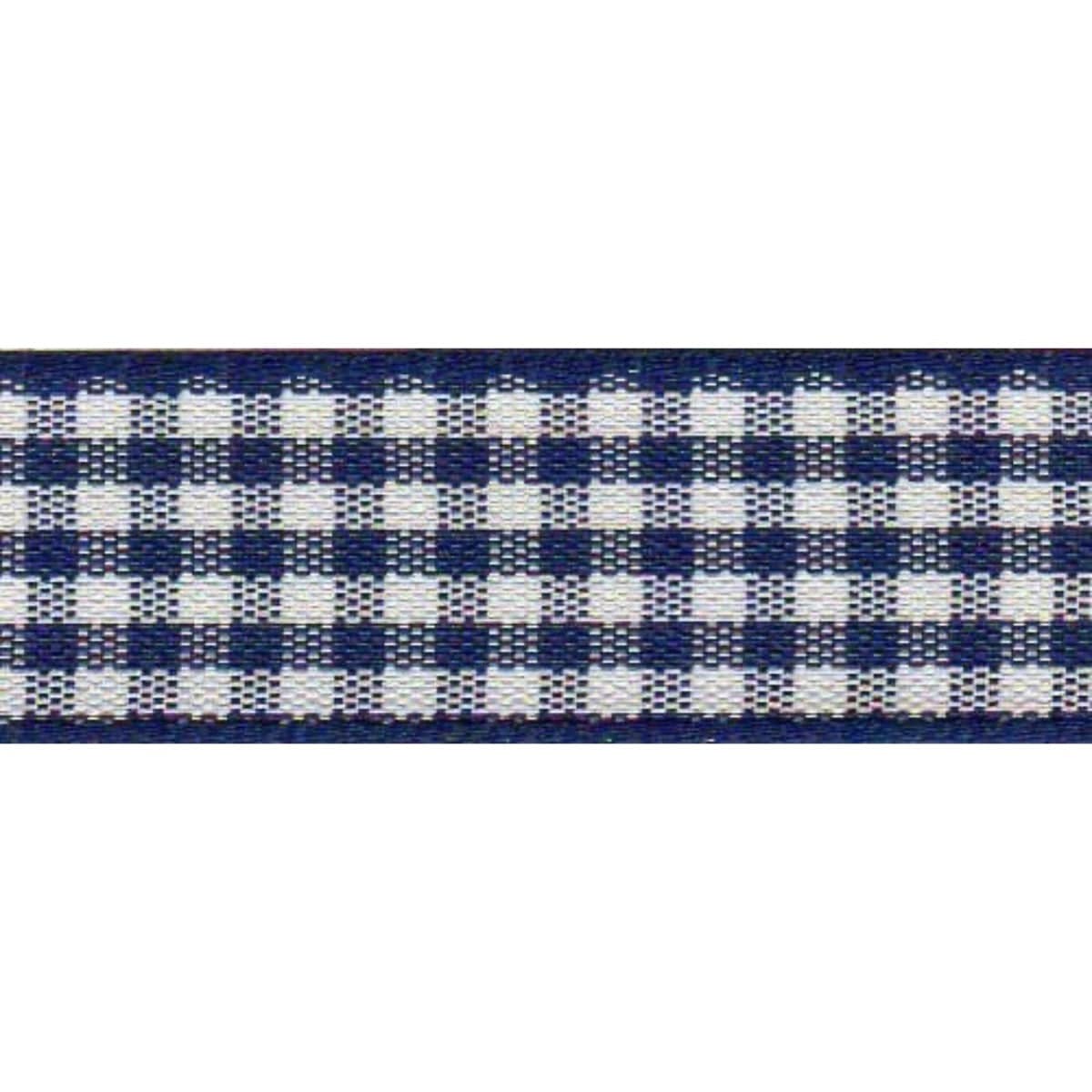 Berisfords Ribbon Gingham Ribbon: Navy: 10mm wide. Price per metre.  - The Sewing Studio