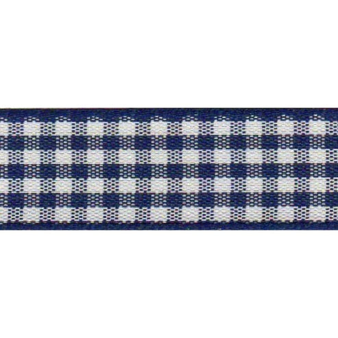 Berisfords Ribbon Gingham Ribbon: Navy: 10mm wide. Price per metre.  - The Sewing Studio