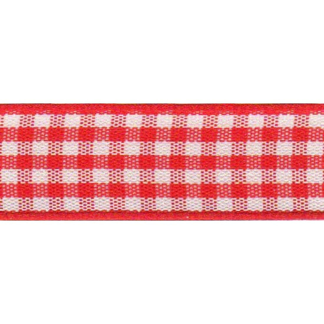 Berisfords Ribbon Gingham Ribbon: Red: 10mm wide. Price per metre.  - The Sewing Studio