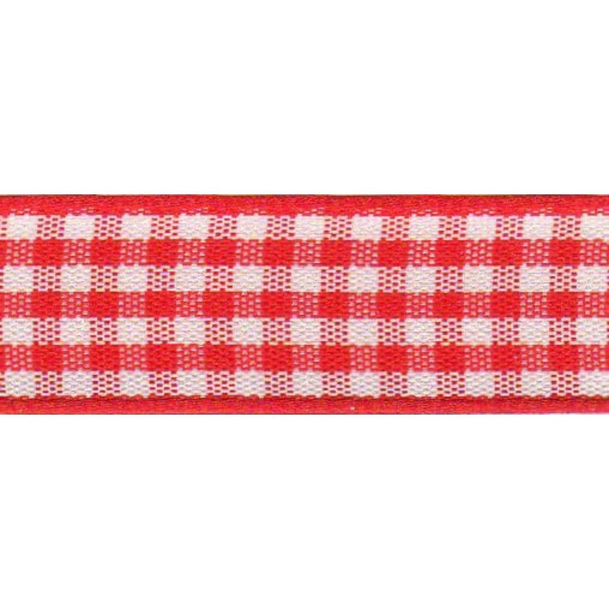 Berisfords Ribbon Gingham Ribbon: Red: 10mm wide. Price per metre.  - The Sewing Studio