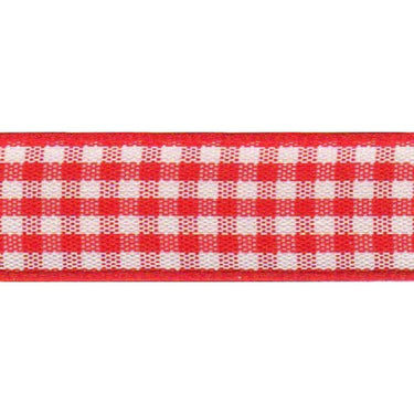 Berisfords Ribbon Gingham Ribbon: Red: 10mm wide. Price per metre.  - The Sewing Studio for sale UK - The Sewing Studio