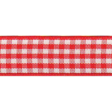 Berisfords Ribbon Gingham Ribbon: Red: 25mm wide. Price per metre.  - The Sewing Studio for sale UK - The Sewing Studio