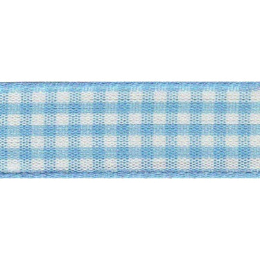 Berisfords Ribbon Gingham Ribbon: Sky: 10mm wide: Price per metre.  - The Sewing Studio for sale UK - The Sewing Studio