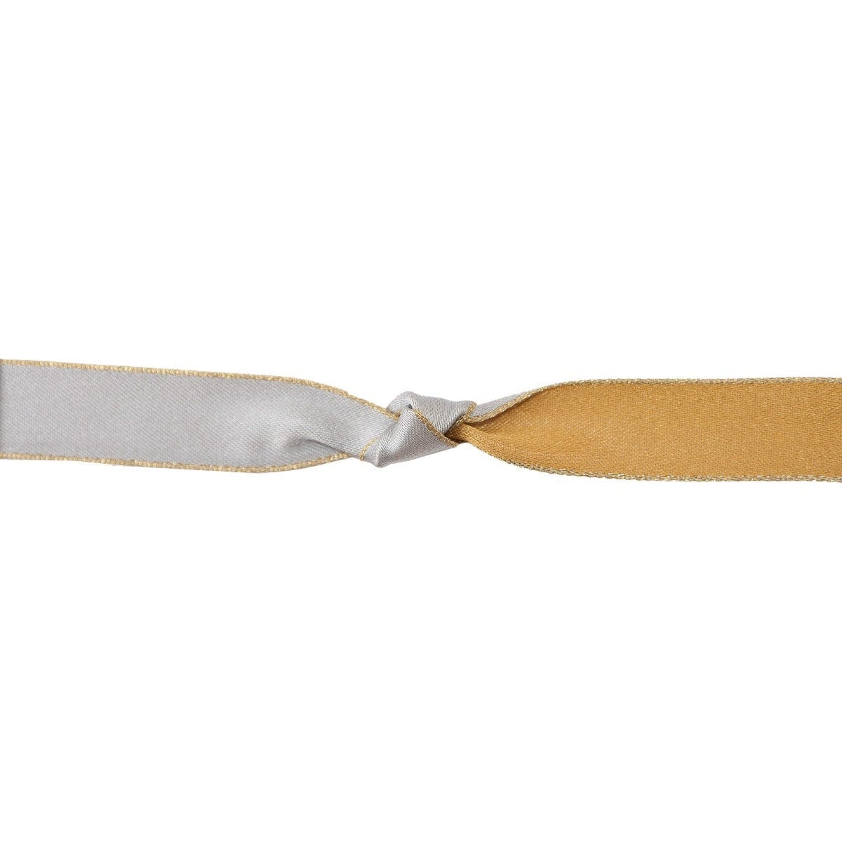 Berisfords Ribbon Majesty Ribbon: Gold Silver With Metallic Edge: 15mm Wide. Price per metre.  - The Sewing Studio