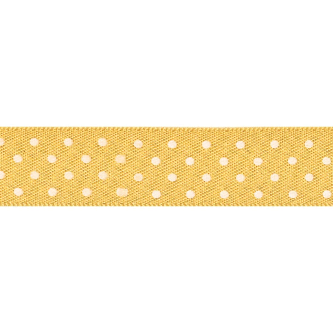 Berisfords Ribbon Micro Dot Ribbon: Gold and white: 15mm wide: Price per metre.  - The Sewing Studio