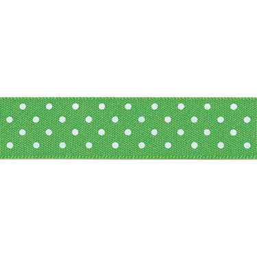 Berisfords Ribbon Micro Dot Ribbon: Meadow green and white: 15mm wide: Price per metre.  - The Sewing Studio for sale UK - The Sewing Studio