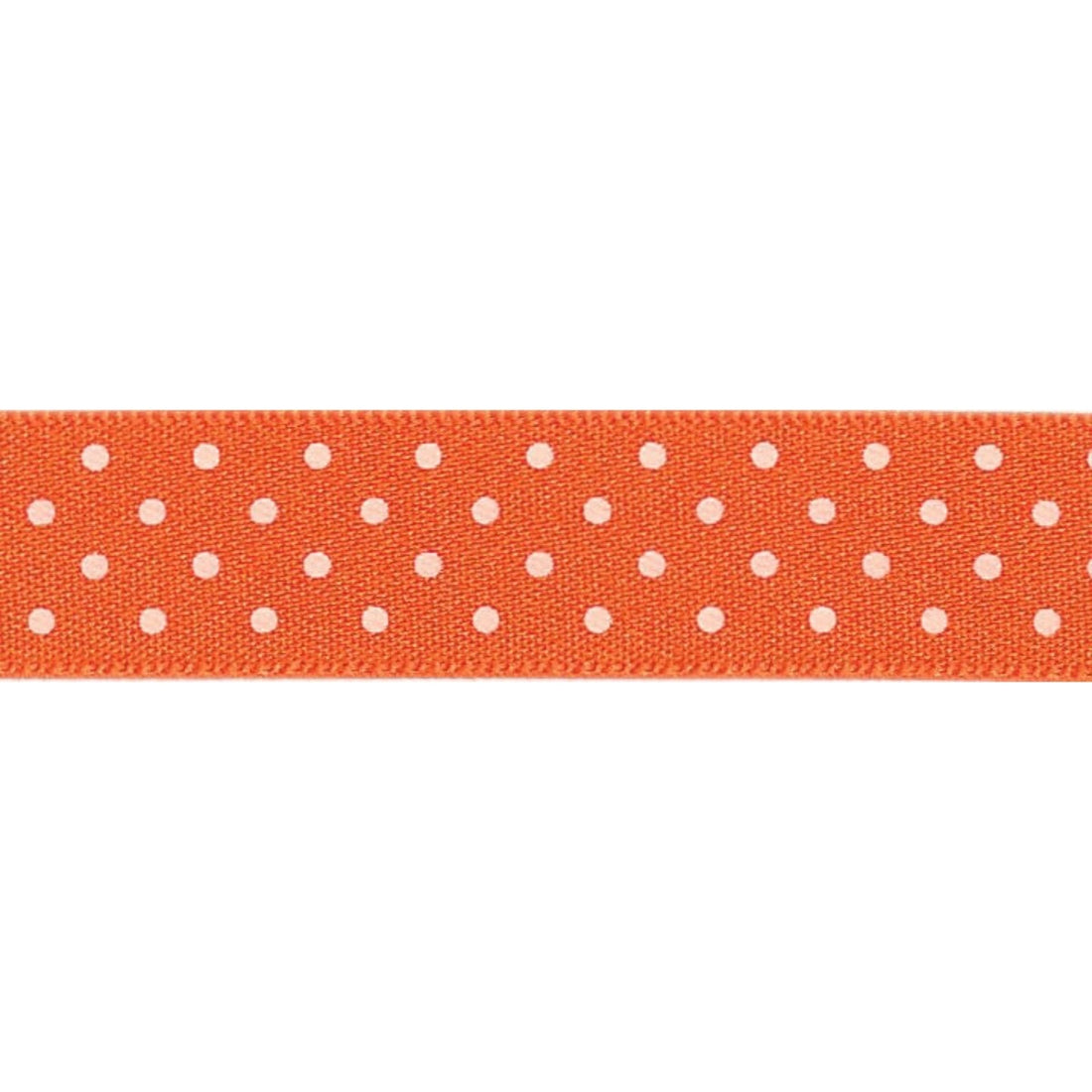 Berisfords Ribbon Micro Dot Ribbon: Orange delight and white: 15mm wide: Price per metre.  - The Sewing Studio