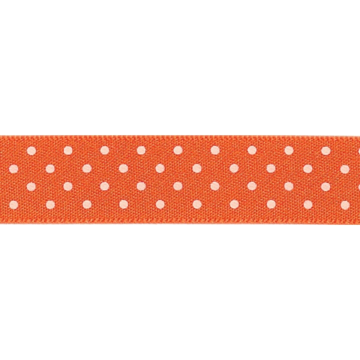 Berisfords Ribbon Micro Dot Ribbon: Orange delight and white: 15mm wide: Price per metre.  - The Sewing Studio